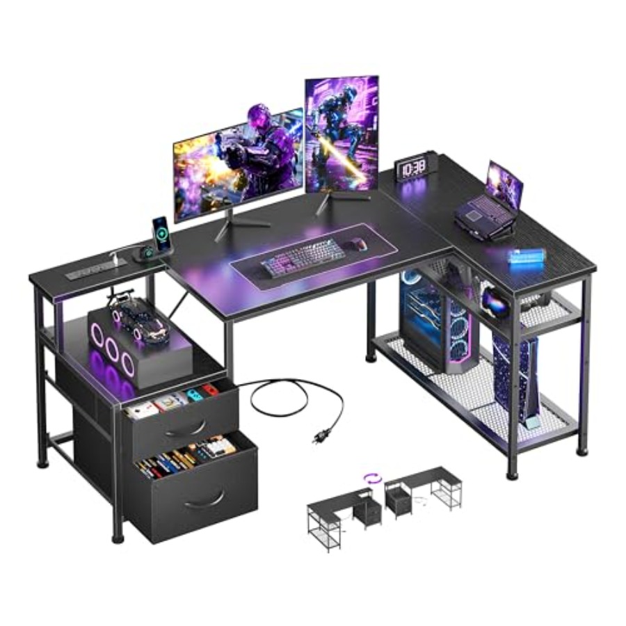 49 Inch L Shaped Gaming Desk w - đánh giá và giá Desk Setup L Shaped